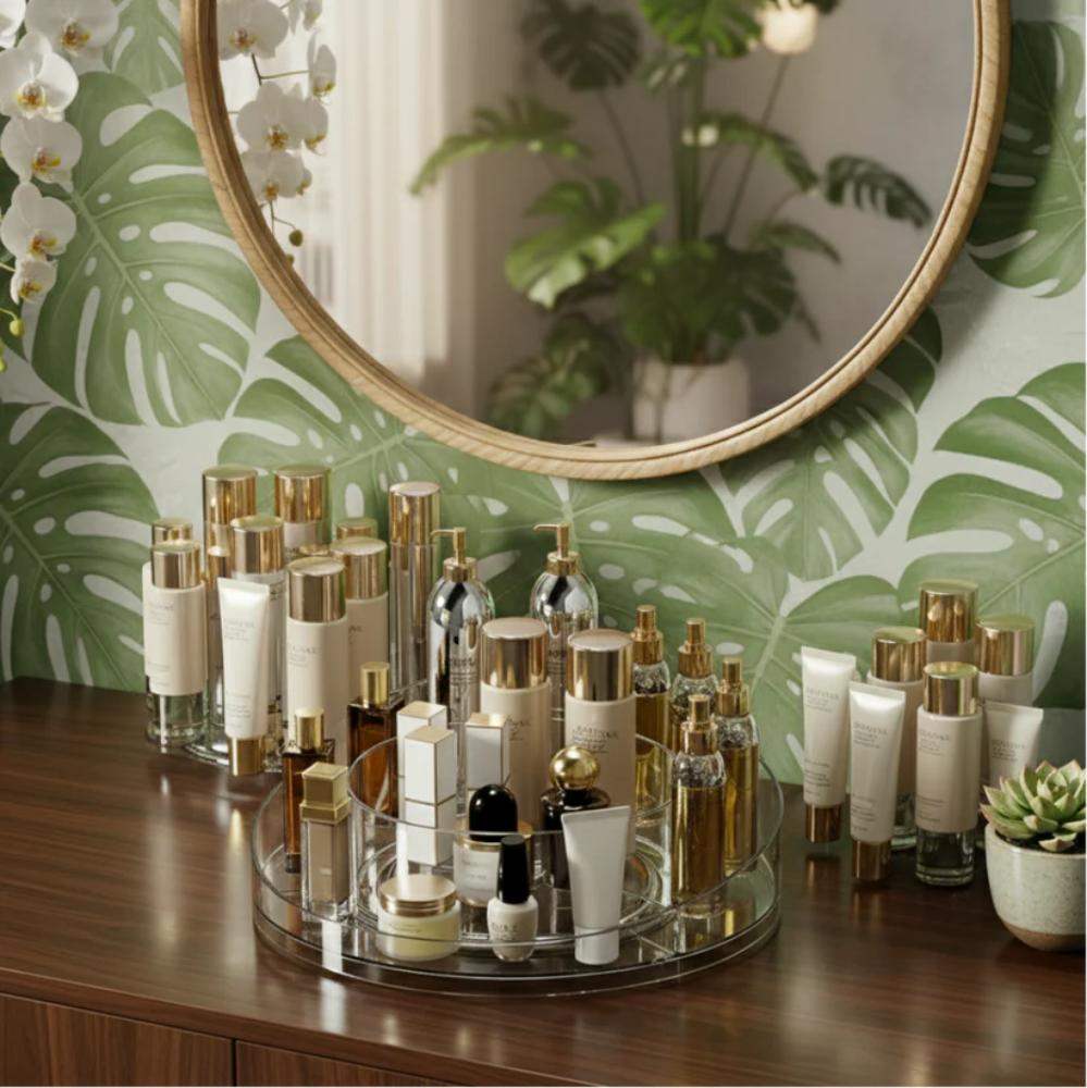360° Rotating Makeup Organizer, rotating stand for skincare and makeup items in Pakistan