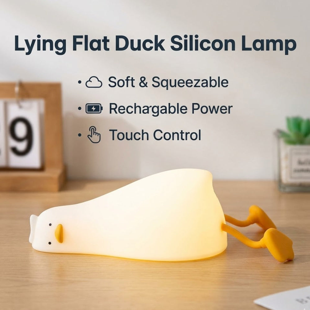 Lying Flat Duck Silicon Lamp Rechargeable LED Night Light