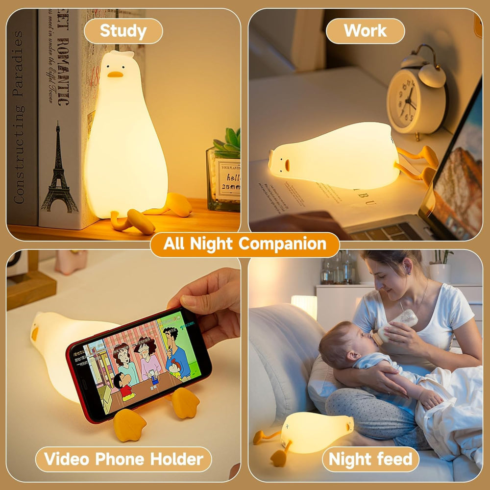 Lying Flat Duck Silicon Lamp Rechargeable LED Night Light