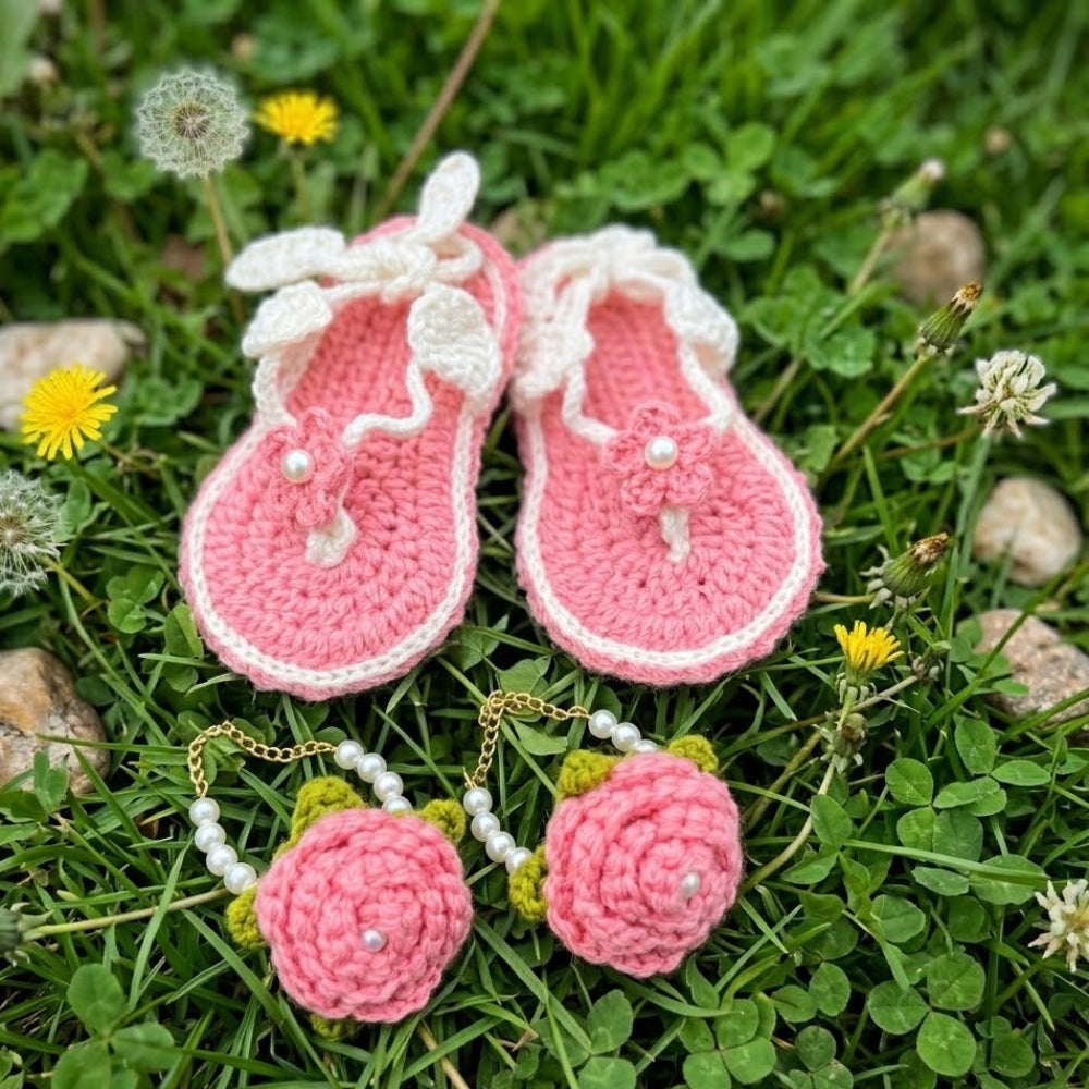 Soft handmade crochet baby accessories gift pack