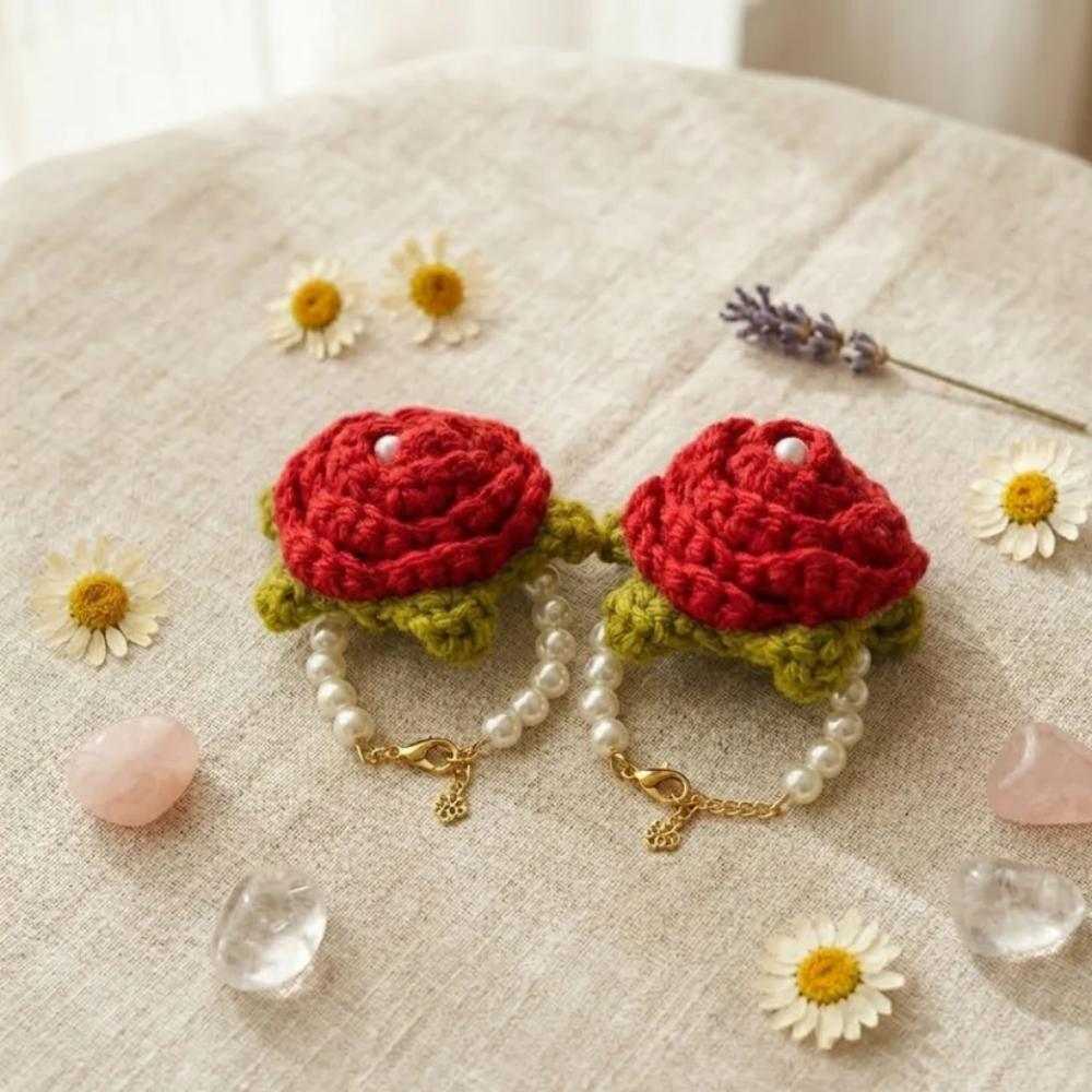 Crochet red baby gajry, comfortable baby wrist floral band for events in Pakistan