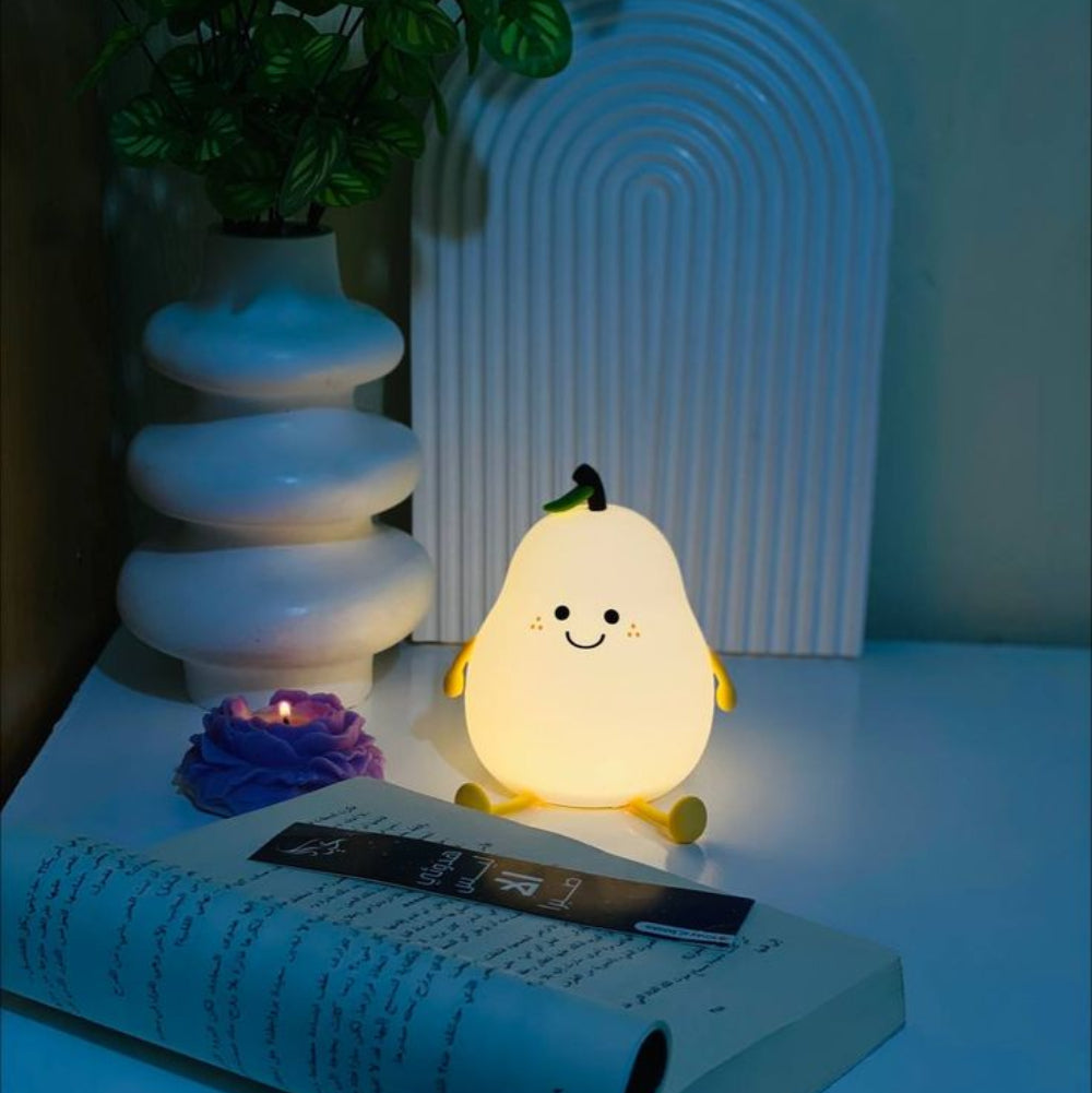 Soft silicone pear night lamp safe for children