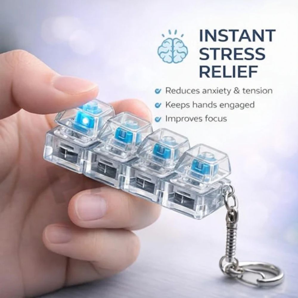 Mechanical Keyboard Fidget Keychain Stress Relief Toy, compact keychain toy for stress relief in Pakistan