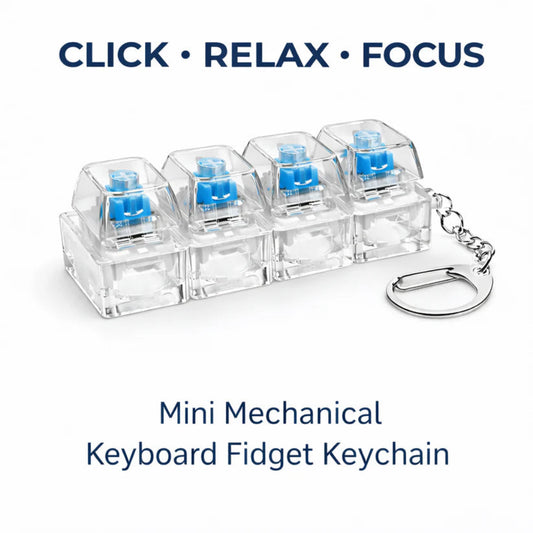 Mechanical keyboard fidget keychain for stress relief
