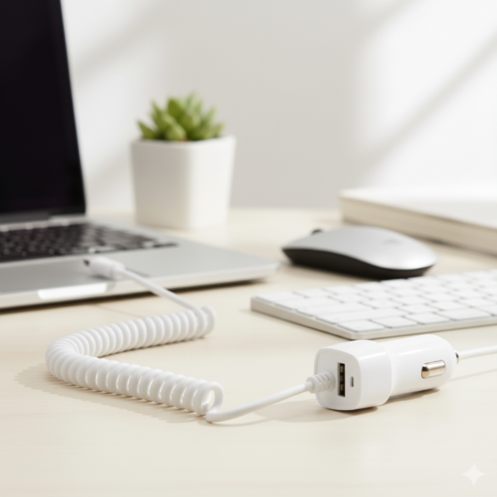 Stretchable micro USB charging cable ideal for car use