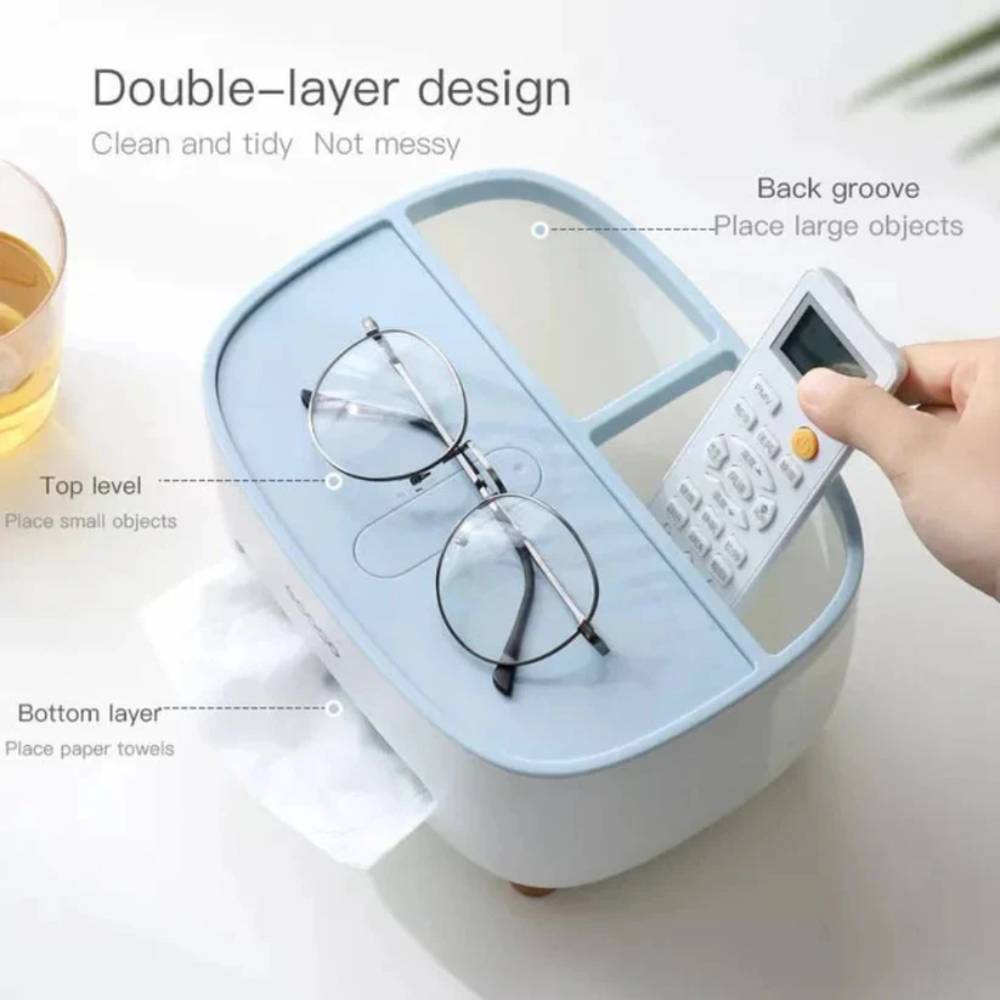Multipurpose Desktop Tissue Box Organizer, useful desk organizer for tissues and accessories in Pakistan