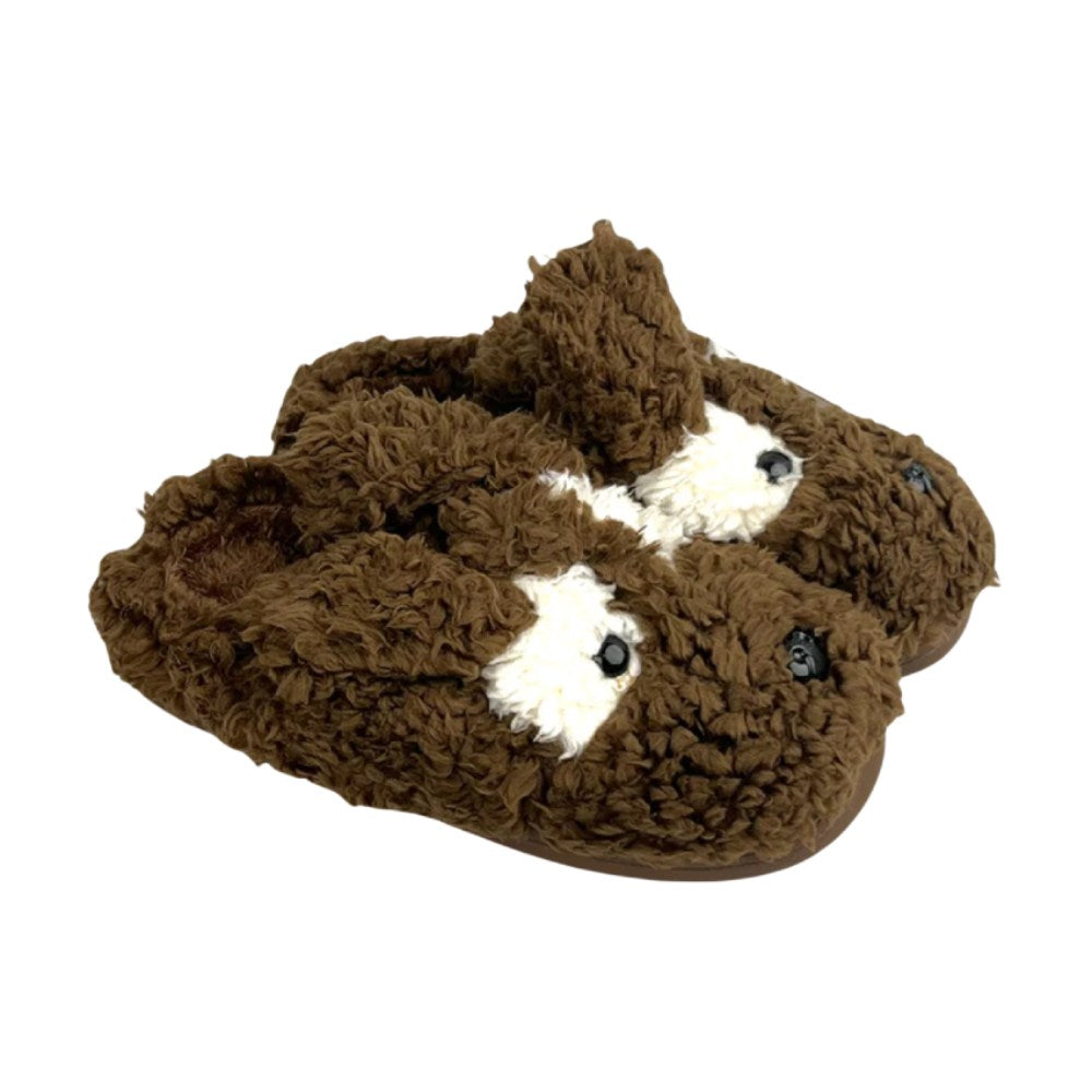 Soft indoor slippers featuring a cute bear face, cushioned lining, and durable thick sole for all-day indoor comfort.