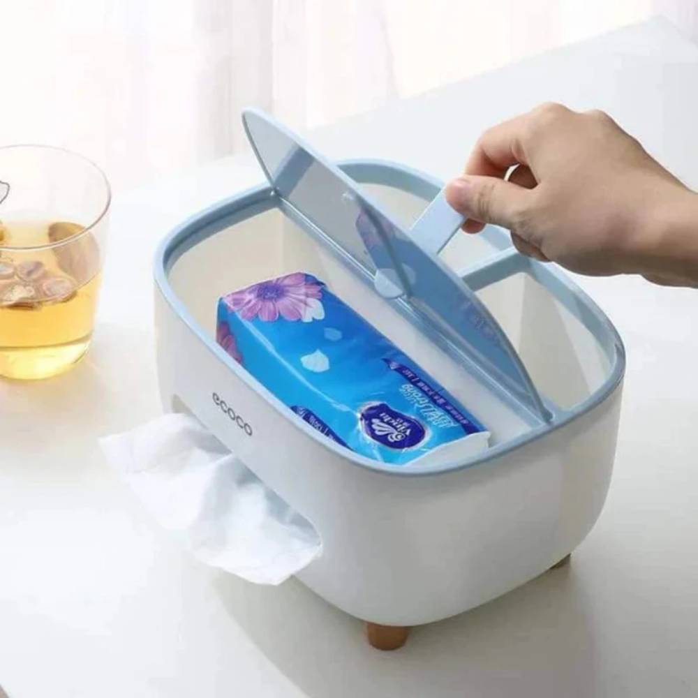 Multipurpose Desktop Tissue Box Organizer, compact storage solution for table and workspace in Pakistan