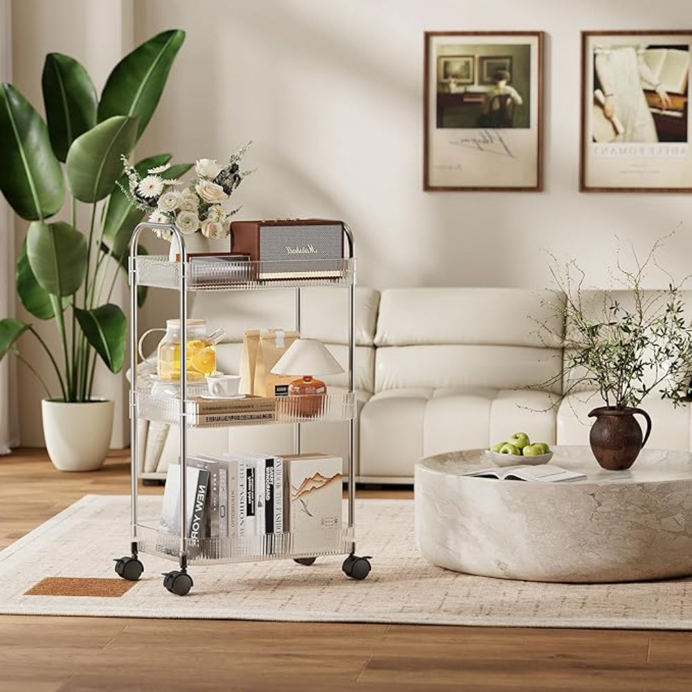 Transparent acrylic storage cart modern design