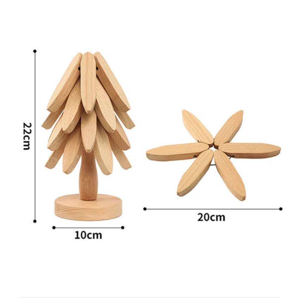 Tree shape wooden coaster set gift for home