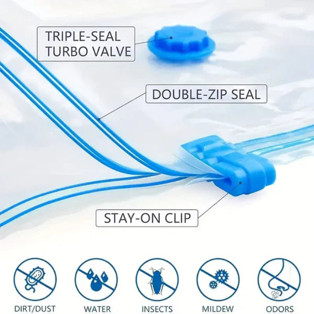 Vacuum storage bags for clothes bedding and blankets