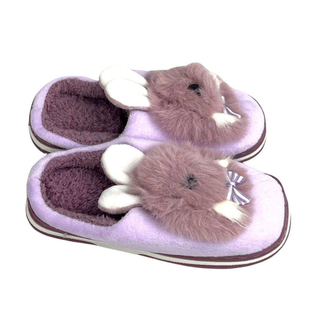 Soft bunny winter slippers featuring fluffy ears, cozy lining, and a durable thick sole for everyday home comfort.
