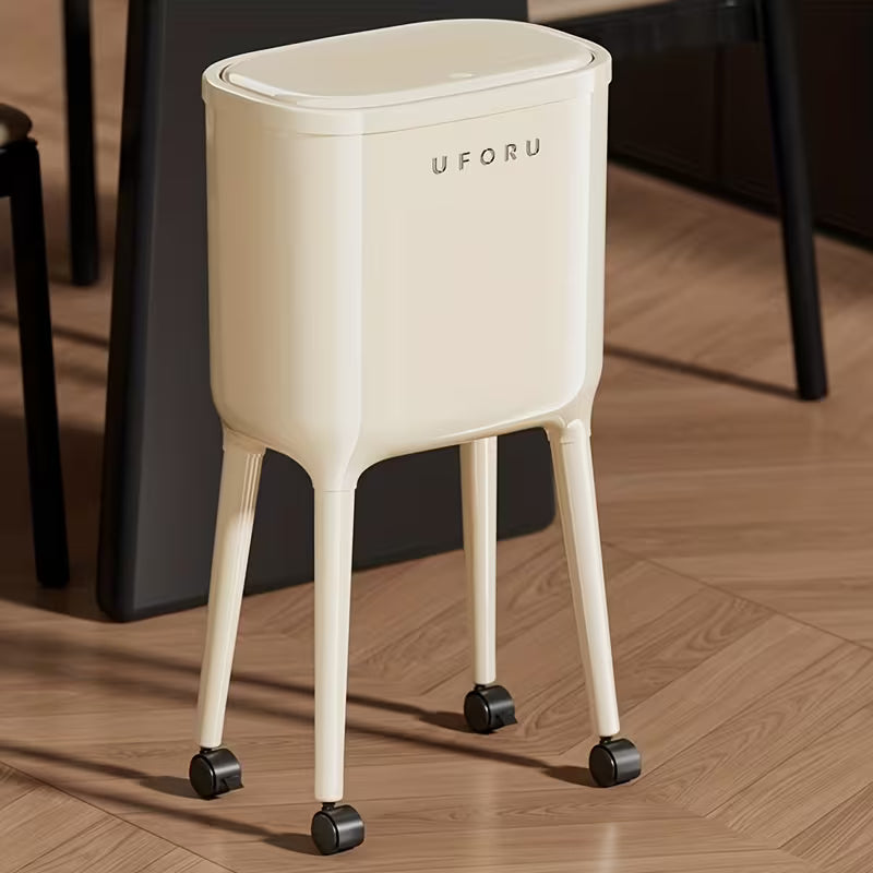 Wheeled trash can with lid 16 liter for home and kitchen use