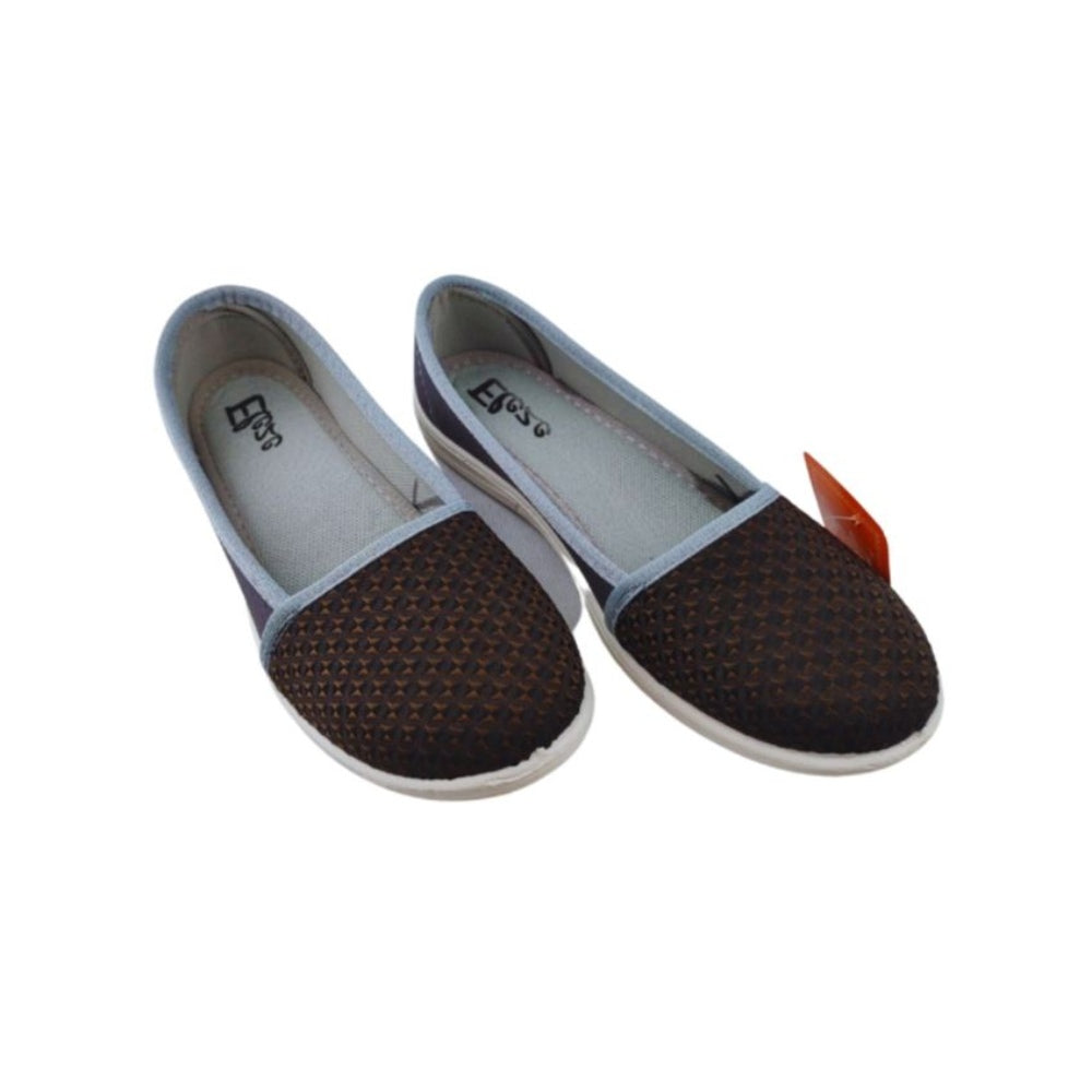 Women's brown slip-on flat shoes with a textured upper, soft insole, and lightweight sole for comfortable everyday wear.