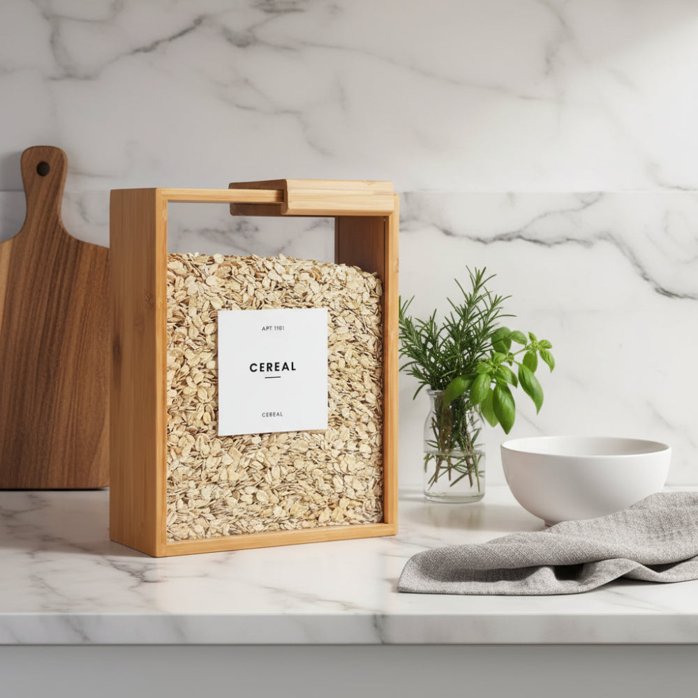 Wood grain storage container box for dry food
