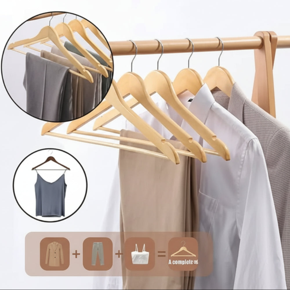 Wooden clothes hangers suitable for home and boutique use