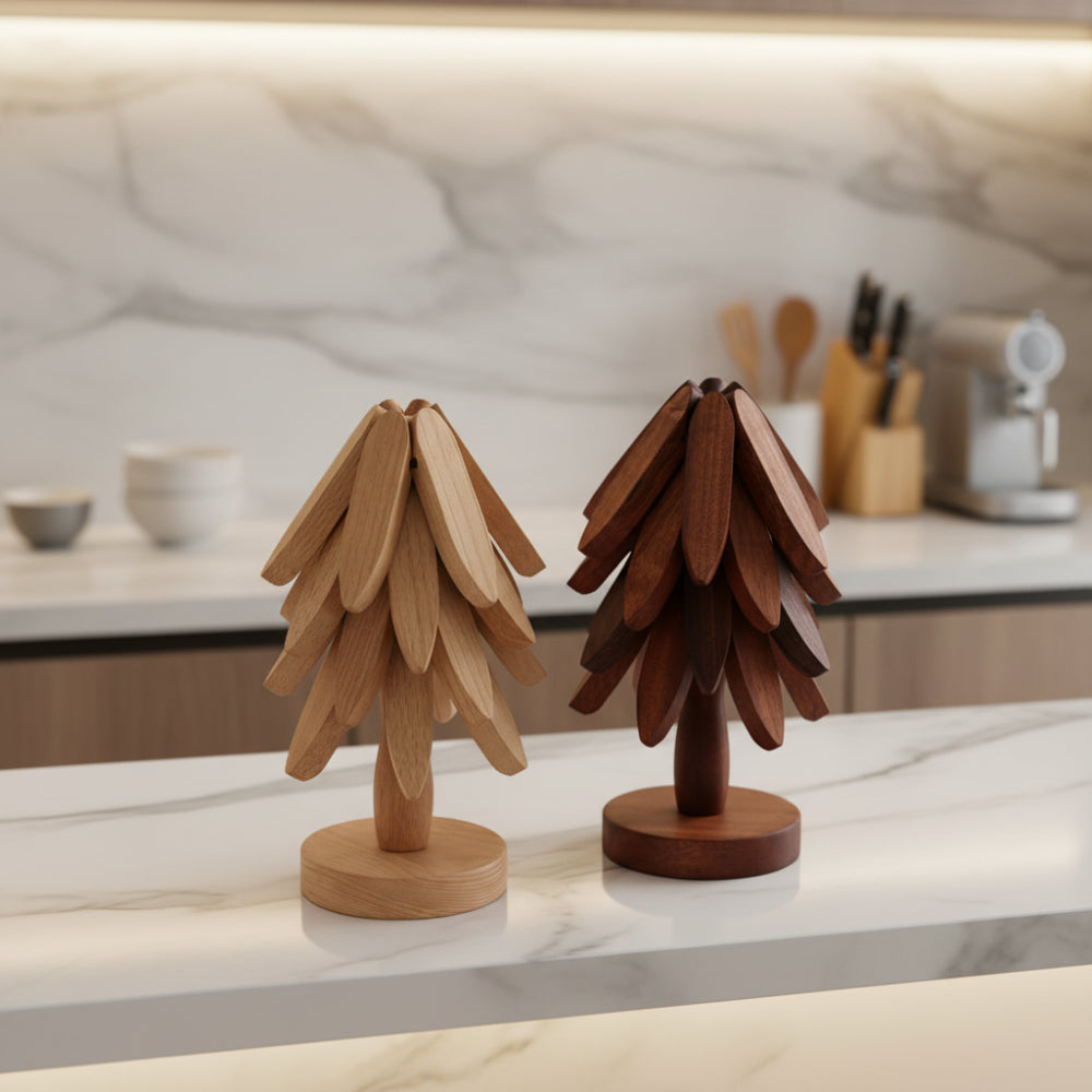 Wooden coaster set for home and office use