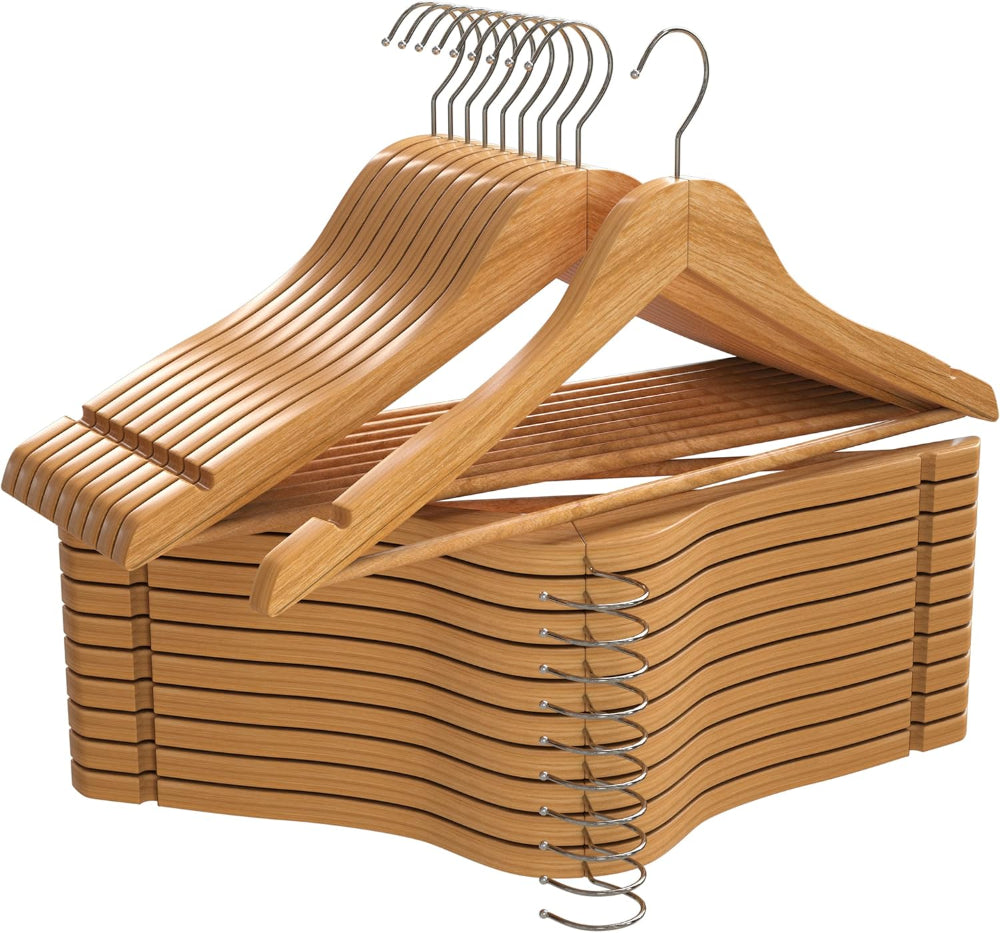 Wooden coat hangers set suitable for shirts and jackets