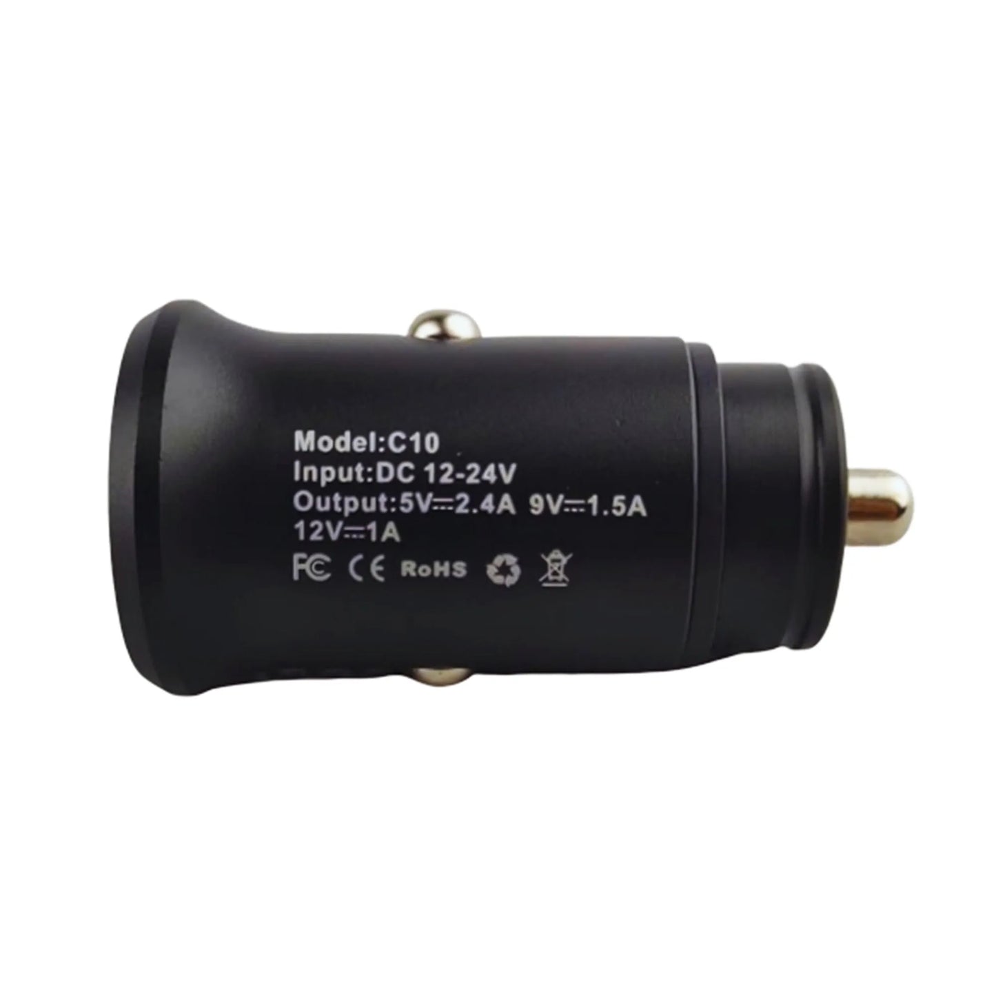 Dual USB Car Charger Fast Charging Adapter 12–24V (Black)