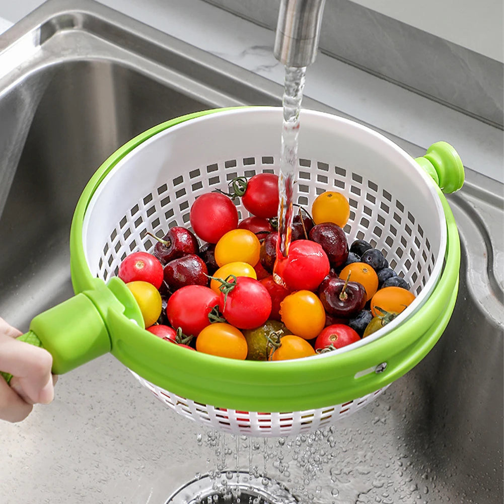 2-in-1 Vegetable Drain Basket with Spinner