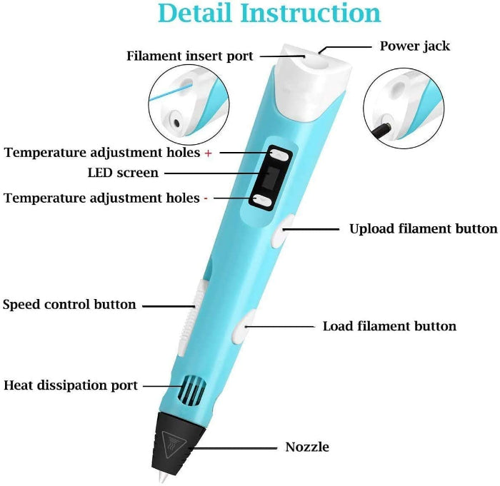 3D Printing Pen for Kids and Adults Creative Drawing Tool with PLA Filament