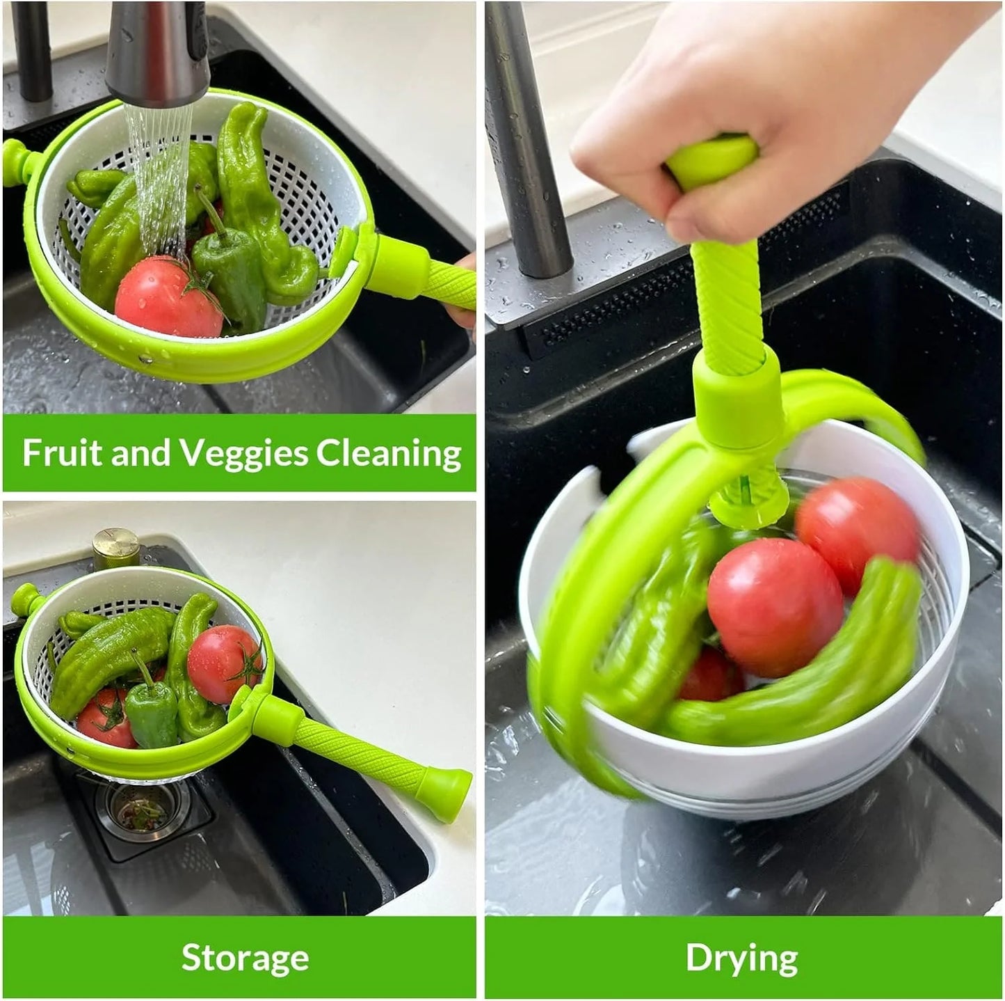 2-in-1 Vegetable Drain Basket with Spinner
