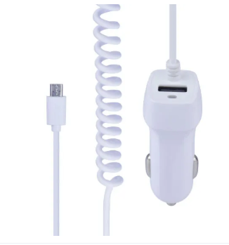 USB Car Charger with Stretchable Micro USB Cable